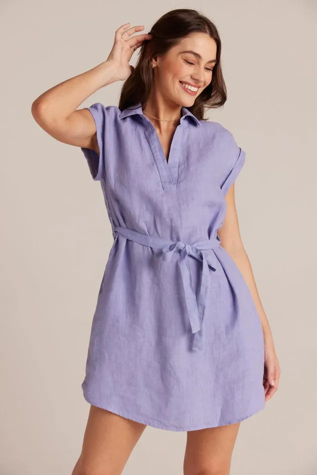 Belted Linen Shirt Dress 8211 Purple Iris Women Bella Dahl Mini Dresses Belted Linen Shirt Dress 8211 Purple Iris Women Bella Dahl Mini Dresses