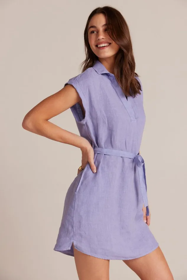 Belted Linen Shirt Dress 8211 Purple Iris Women Bella Dahl Mini Dresses Belted Linen Shirt Dress 8211 Purple Iris Women Bella Dahl Mini Dresses