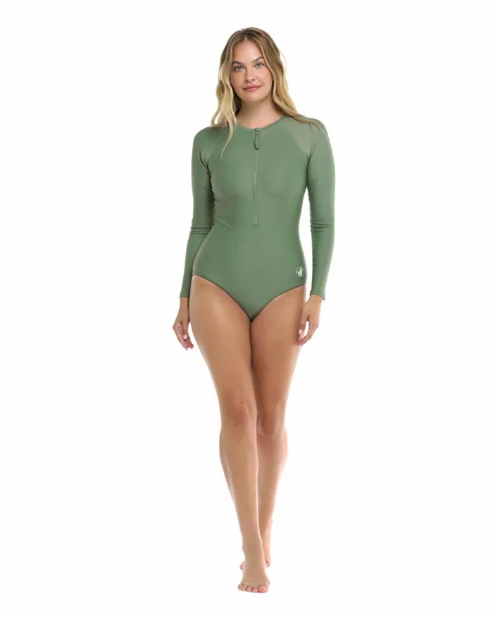 Body Glove Longsleeve Swimsuits Smoothies Channel CrossOver Long Sleeve Swimsuit 8211 Cactus 8211 Women