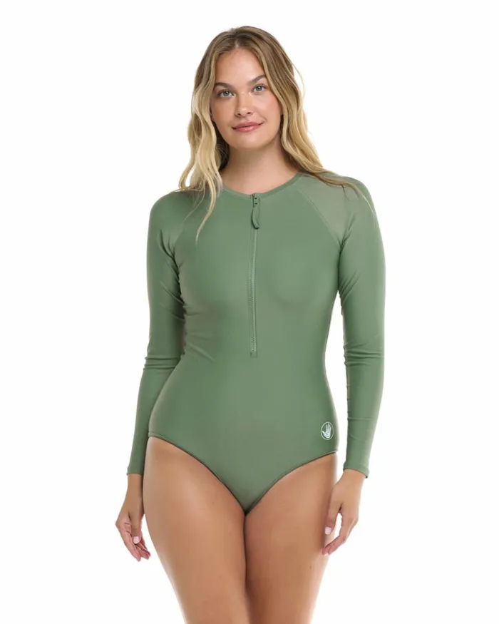 Body Glove Longsleeve Swimsuits Smoothies Channel CrossOver Long Sleeve Swimsuit 8211 Cactus 8211 Women
