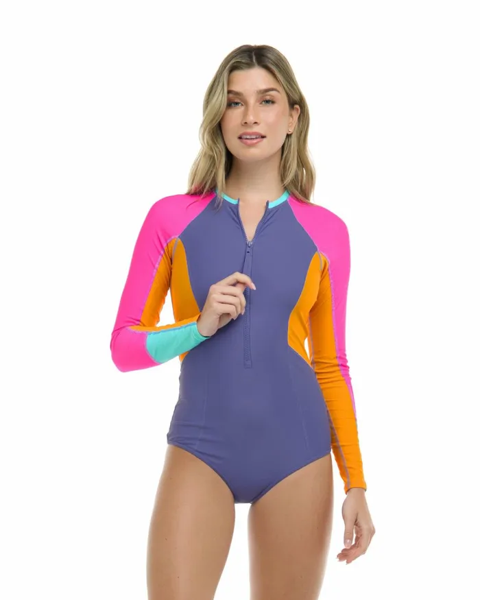 Body Glove Longsleeve Swimsuits Vibration Journey OnePiece Swimsuit 8211 Iris 8211 Women