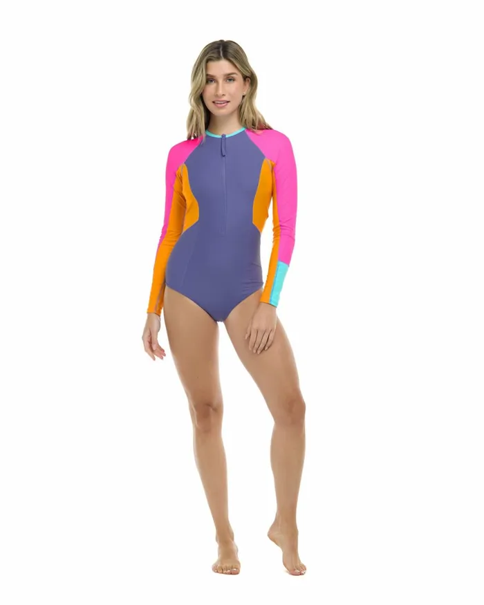 Body Glove Longsleeve Swimsuits Vibration Journey OnePiece Swimsuit 8211 Iris 8211 Women