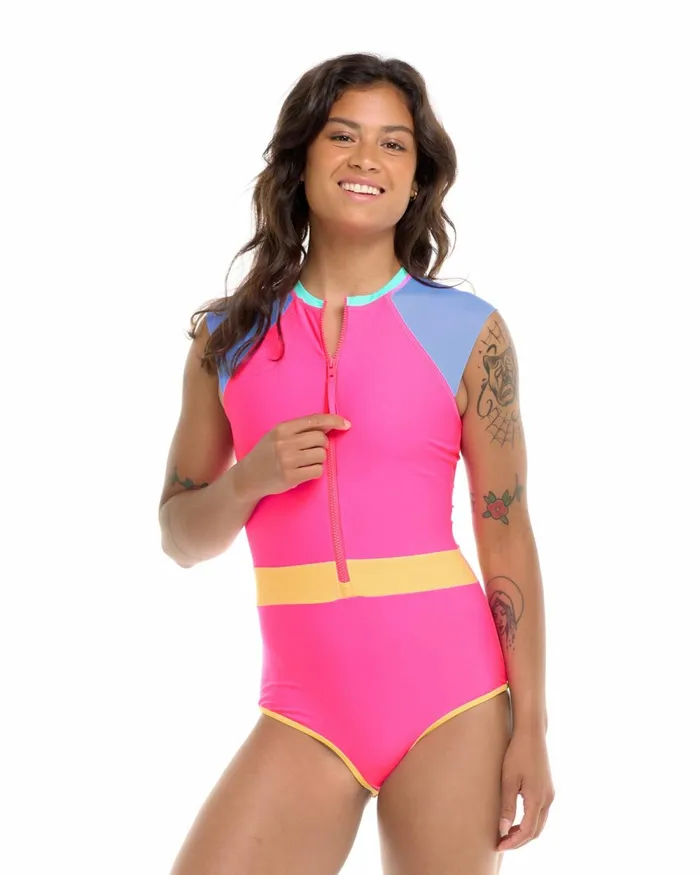 Body Glove Longsleeve Swimsuits Vibration Stand Up OnePiece Swimsuit 8211 Bubble Gum 8211 Women Body Glove Longsleeve Swimsuits Vibration Stand Up OnePiece Swimsuit 8211 Bubble Gum 8211 Women