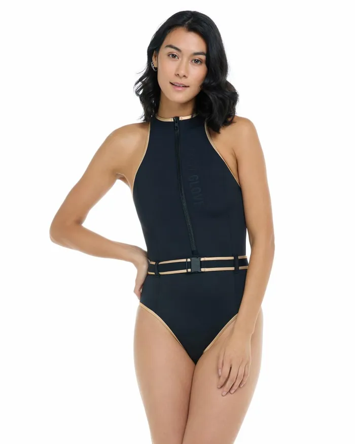 Body Glove OnePieces Undersea Express Yourself OnePiece Swimsuit 8211 Black Gold 8211 Women