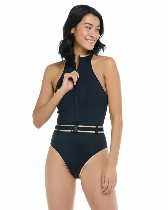 Body Glove OnePieces Undersea Express Yourself OnePiece Swimsuit 8211 Black Gold 8211 Women