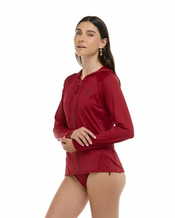 Body Glove Rash Guards Sun Protection Smoothies Barbara Hoodie Rashguard 8211 Cranberry 8211 Women