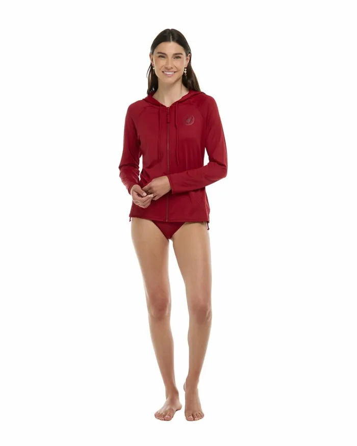 Body Glove Rash Guards Sun Protection Smoothies Barbara Hoodie Rashguard 8211 Cranberry 8211 Women
