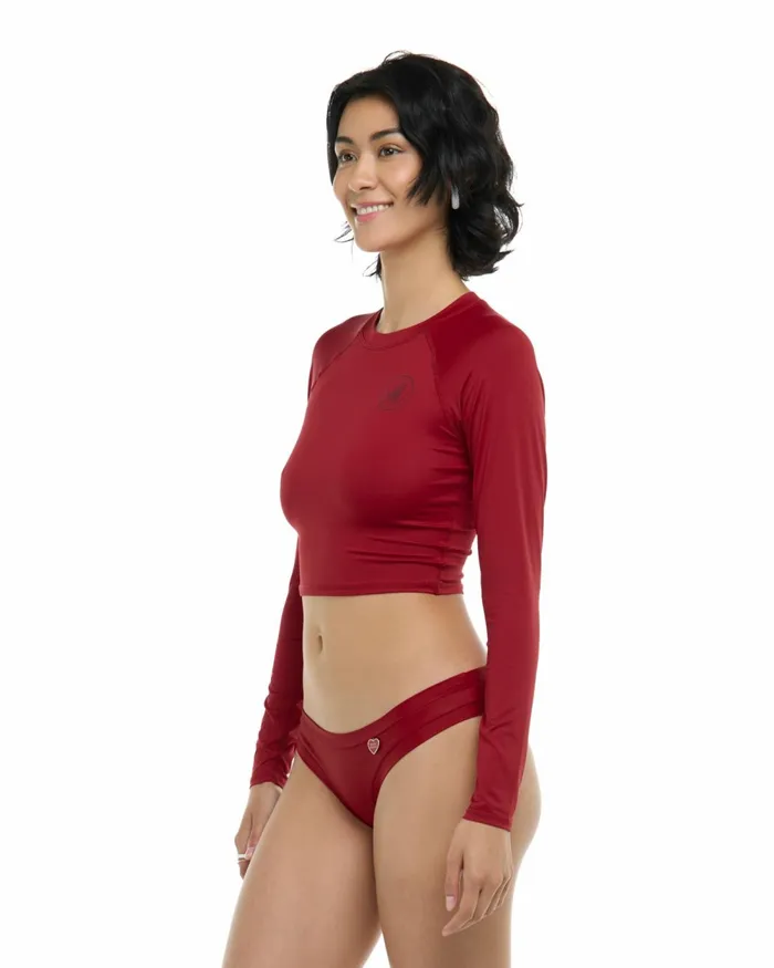Body Glove Rash Guards Sun Protection Smoothies Let It Be Crop Rashguard 8211 Cranberry 8211 Women