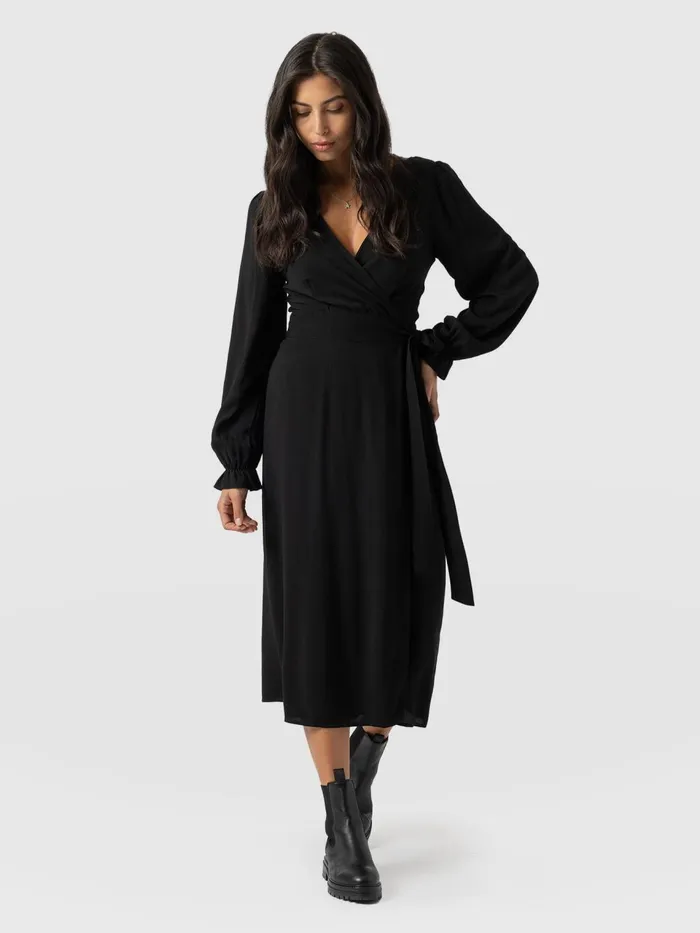 Bonnie Wrap Dress 8211 Black Black Women Saint And Sofia Dresses