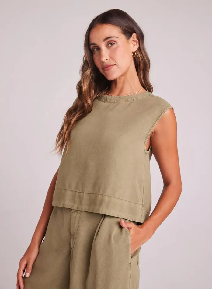 Boxy Button Back Top 8211 French Olive Women Bella Dahl Sleeveless
