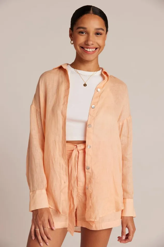 Boyfriend Button Down 8211 Peach Parker Women Bella Dahl Button Down Boyfriend Button Down 8211 Peach Parker Women Bella Dahl Button Down