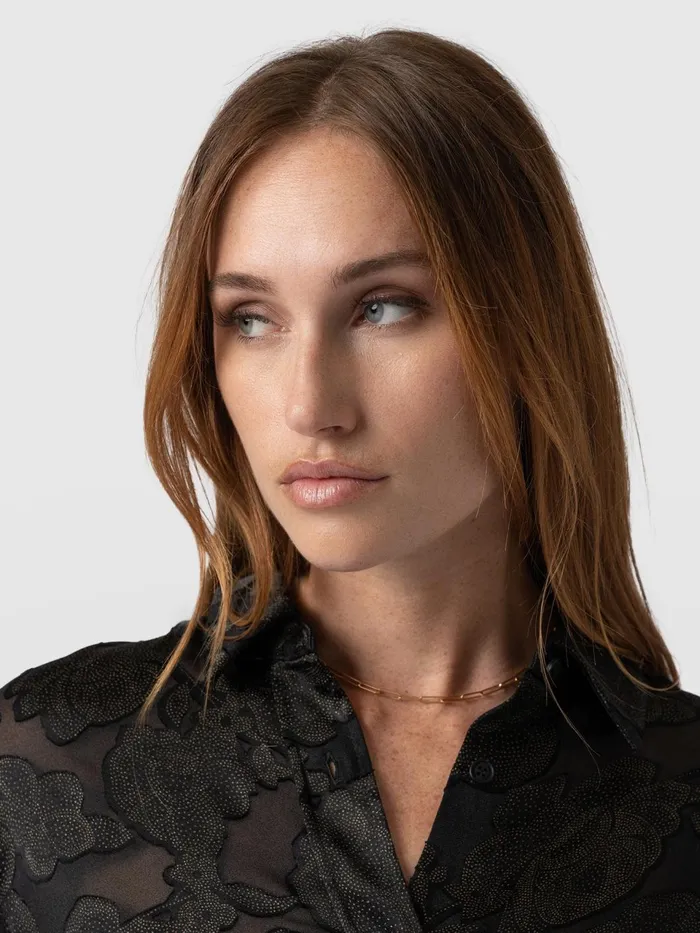 Boyfriend Shirt 8211 Black and Gold Floral Burnout Black and Gold Floral Burnout Women Saint And Sofia Blouses and Shirts