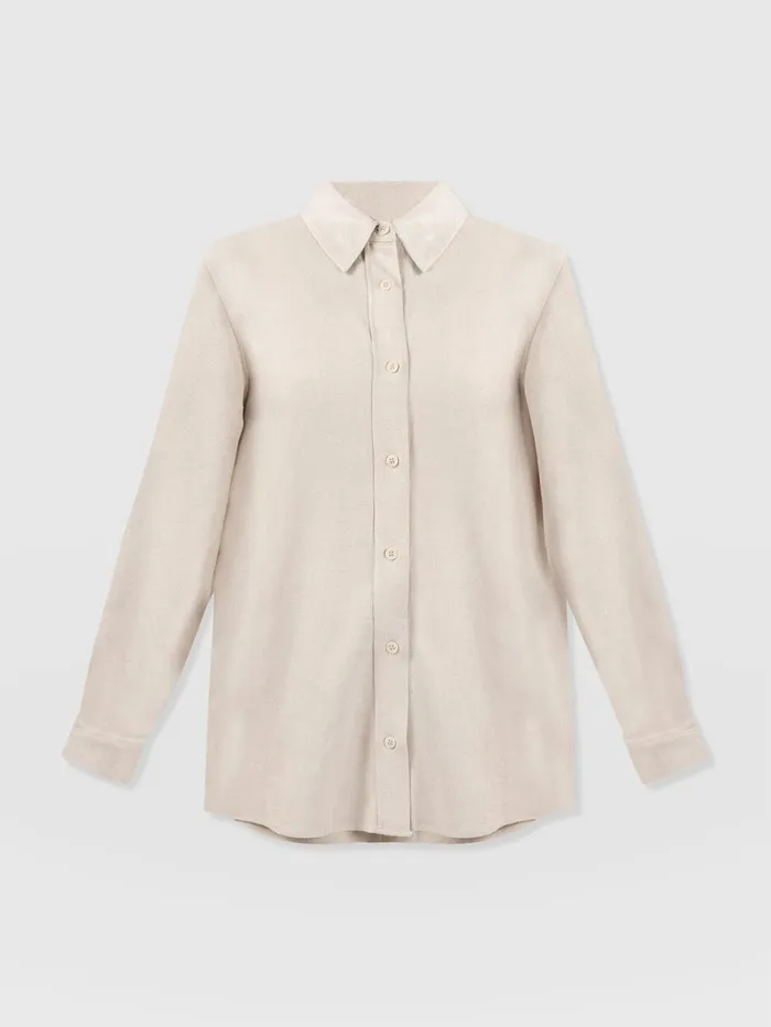 Boyfriend Shirt 8211 Oatmeal Linen Oatmeal Linen Women Saint And Sofia Blouses and Shirts