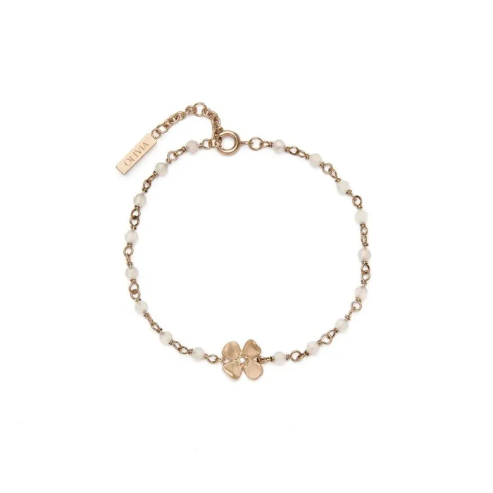 Bracelets Women Olivia Burton Dogwood Rose Gold Plated Beaded Charm Bracelet