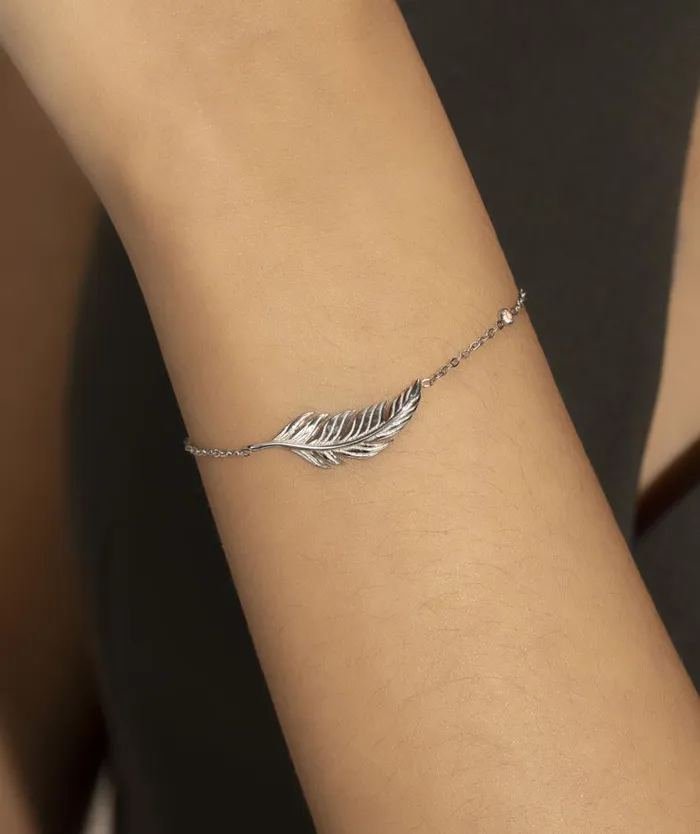 Bracelets Women Olivia Burton Feather Silver Tone Bracelet