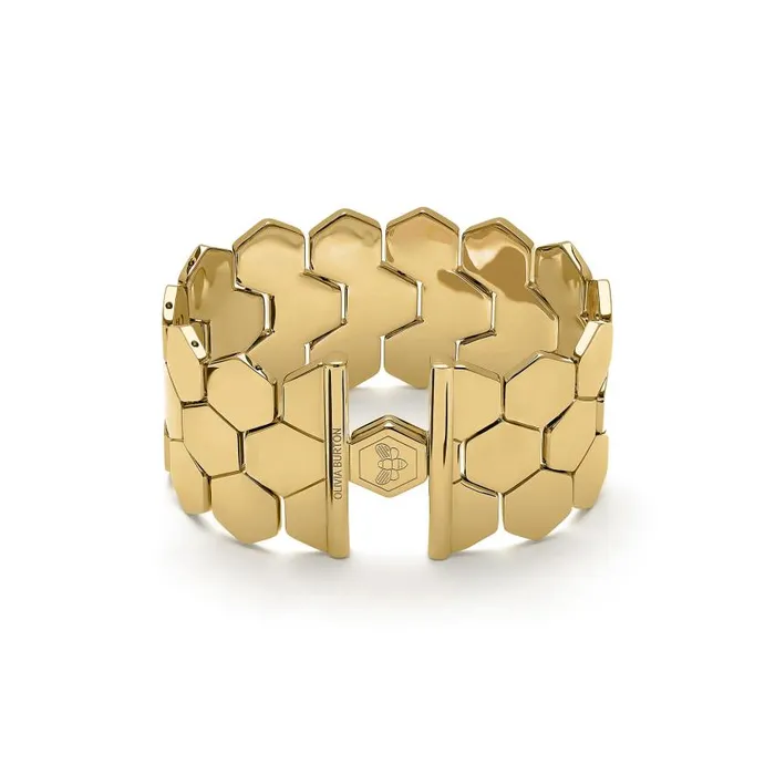 Bracelets Women Olivia Burton Honeycomb Gold Plated Cuff Bracelet