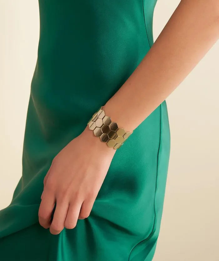 Bracelets Women Olivia Burton Honeycomb Gold Plated Cuff Bracelet