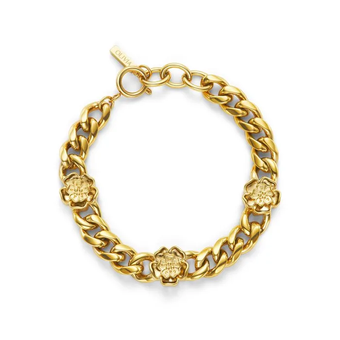Bracelets Women Olivia Burton Tudor Rose Gold Plated Link Chain Bracelet