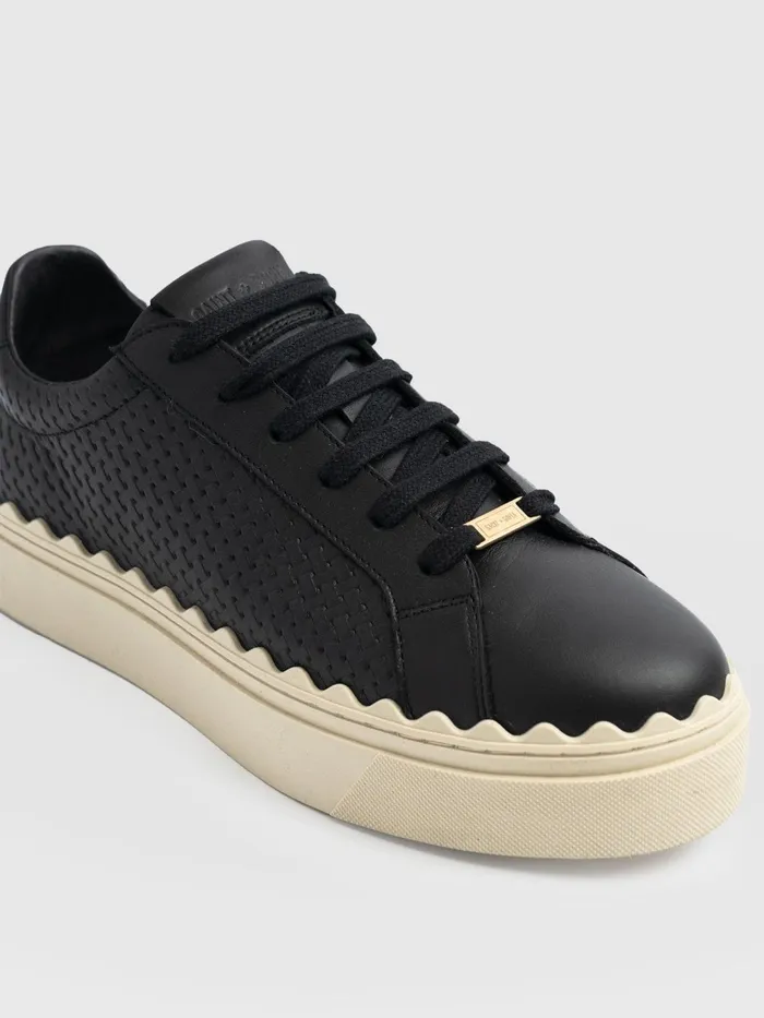 Brook Scallop Sneaker 8211 Black Black Women Saint And Sofia All Sneakers