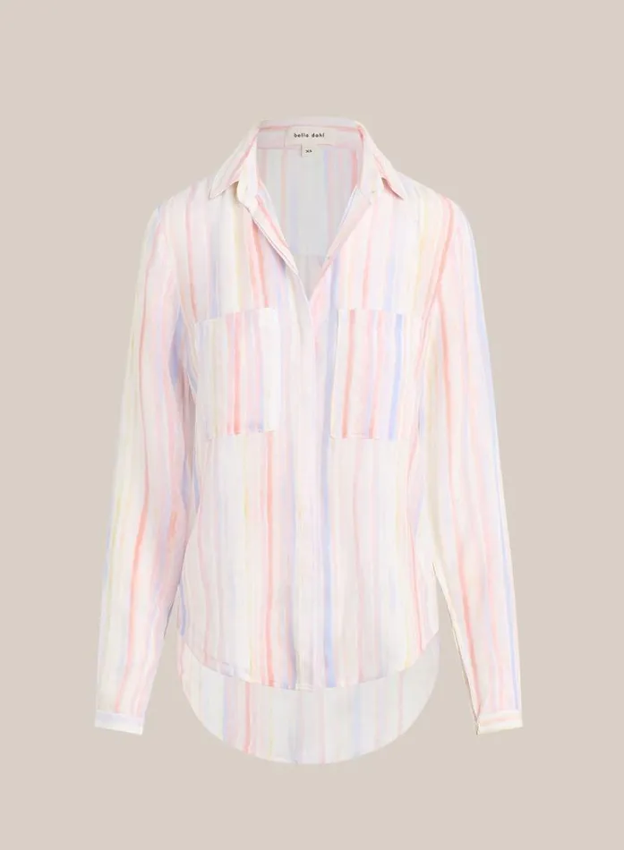 Button Down Hipster 8211 Sunrise Stripe Print Women Bella Dahl Long Sleeve