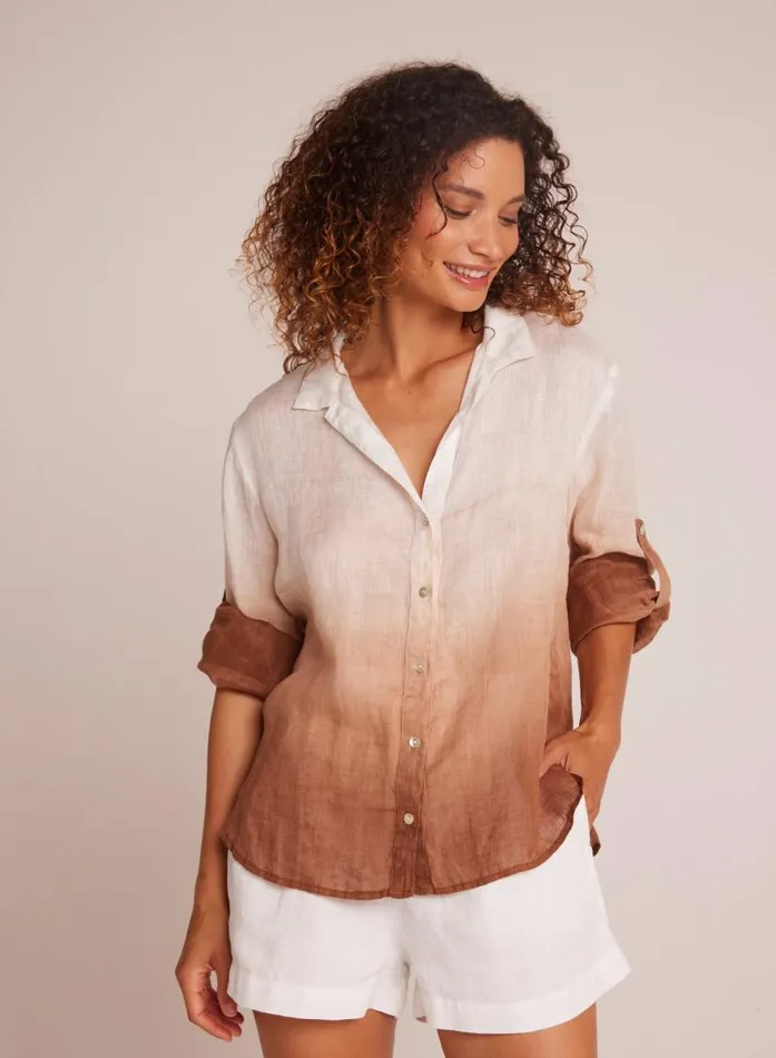 Capri Button Down 8211 Coconut Ombre Dye Women Bella Dahl Long Sleeve