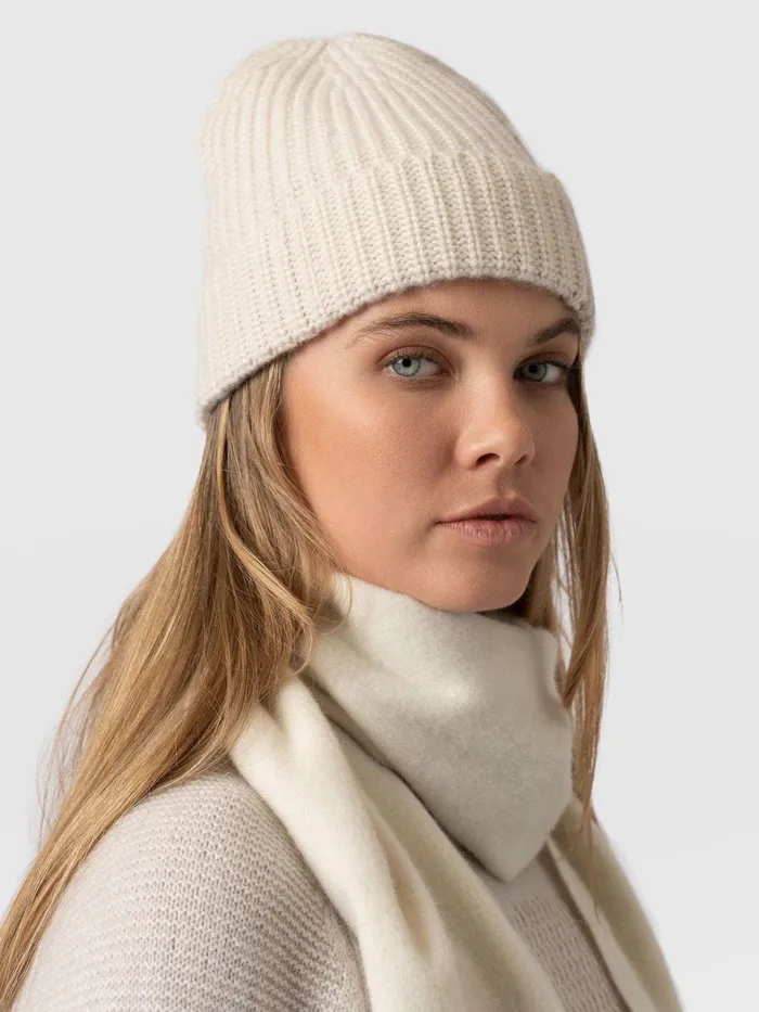Cashmere Beanie 8211 CreamBeige Creambeige Women Saint And Sofia Scarves and Hats