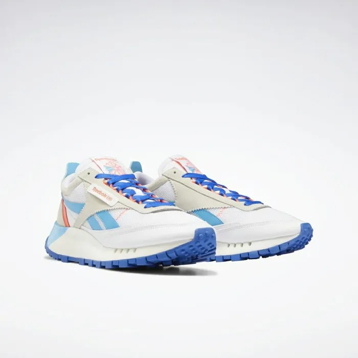 Casual Shoes MensWomens Reebok Classic Leather Legacy Shoes Ftwr White Chalk Court Blue