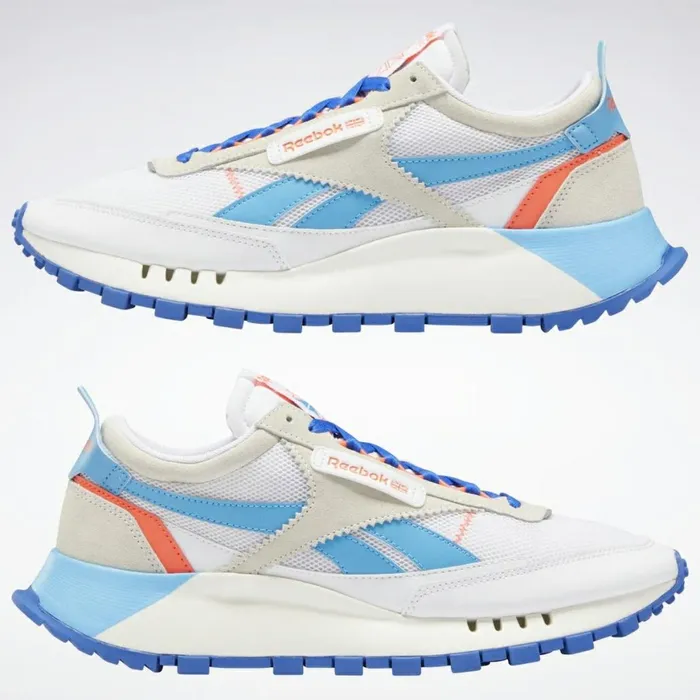 Casual Shoes MensWomens Reebok Classic Leather Legacy Shoes Ftwr White Chalk Court Blue