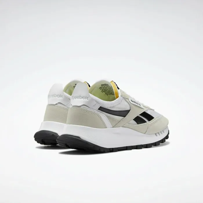 Casual Shoes MensWomens Reebok Classic Leather Legacy Shoes Ftwr White Core Black Acid Yellow