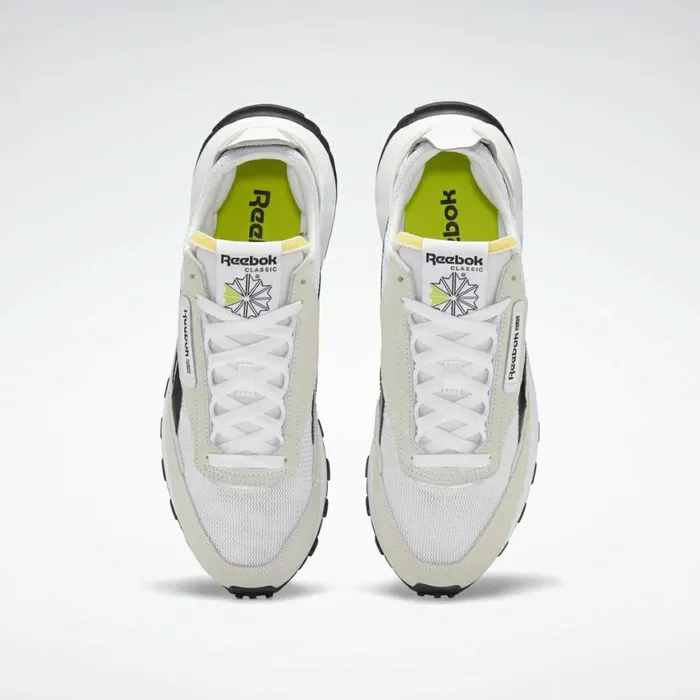 Casual Shoes MensWomens Reebok Classic Leather Legacy Shoes Ftwr White Core Black Acid Yellow