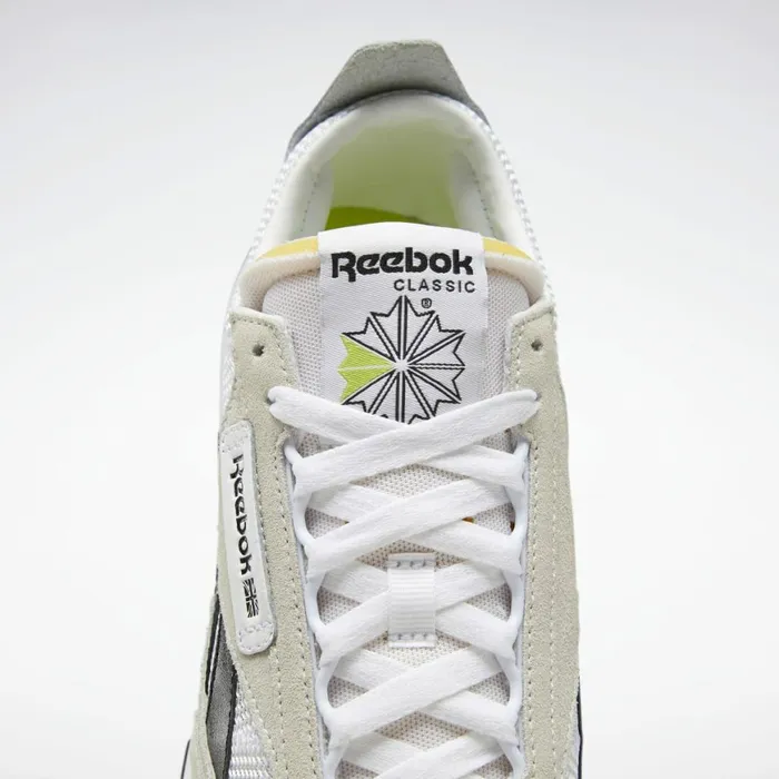 Casual Shoes MensWomens Reebok Classic Leather Legacy Shoes Ftwr White Core Black Acid Yellow