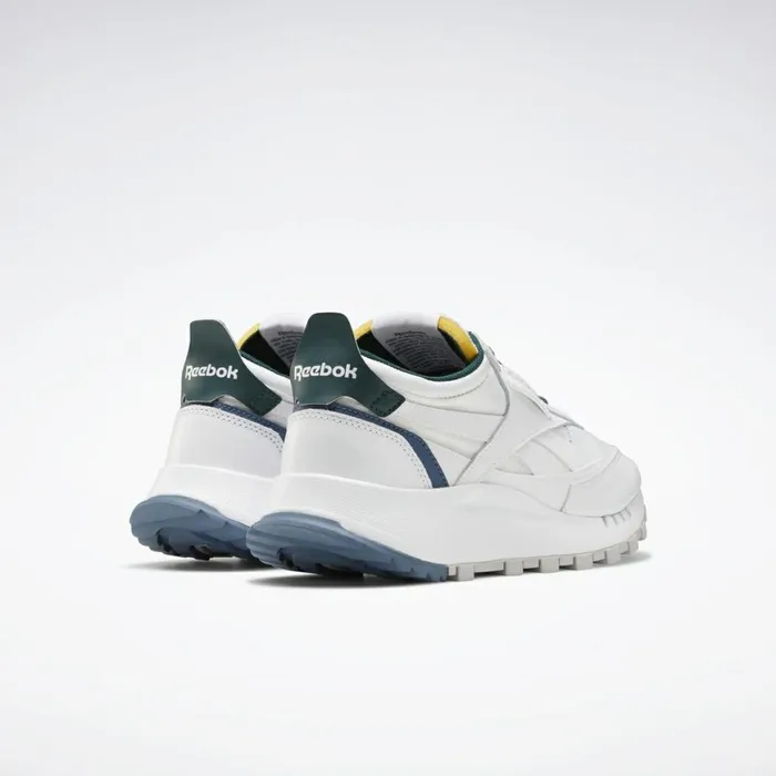 Casual Shoes MensWomens Reebok Classic Leather Legacy Shoes White Brave Blue Forest Green