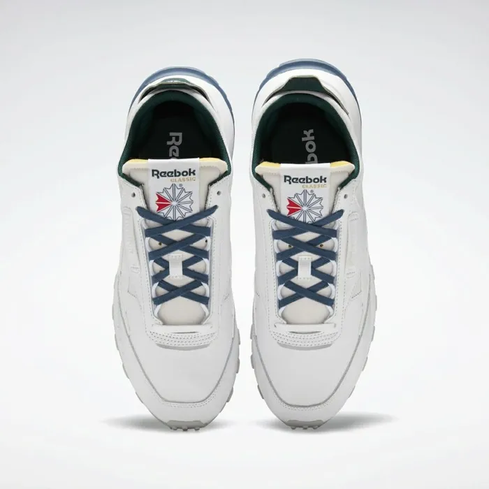Casual Shoes MensWomens Reebok Classic Leather Legacy Shoes White Brave Blue Forest Green