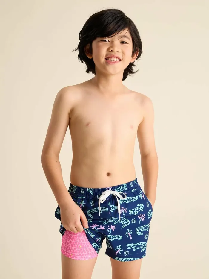 Chubbies Boys XsXl Swim The Neon Glades Navy Alligatorpink Triangle Liner