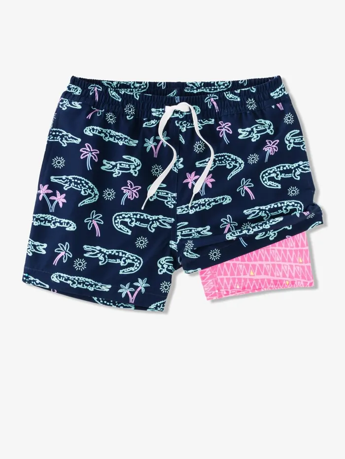 Chubbies Boys XsXl Swim The Neon Glades Navy Alligatorpink Triangle Liner