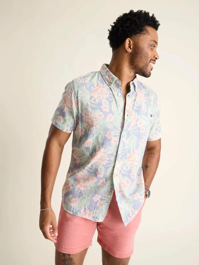 Chubbies Button Ups Men The Resort Wear Faded Blue Floral