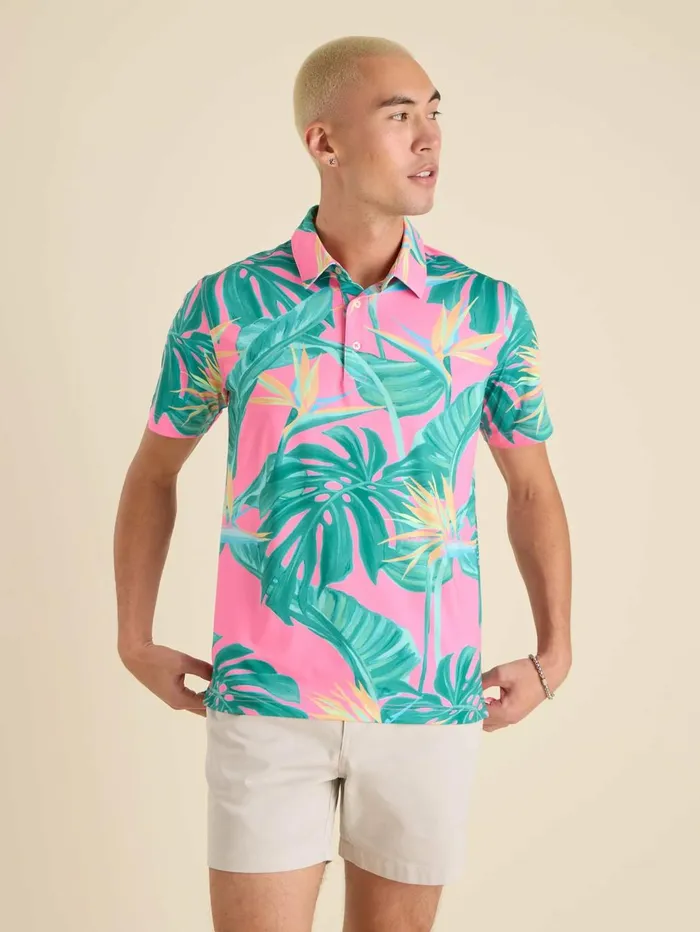 Chubbies Polos Men The Birds Of Paradise Pink Birds Of Paradise