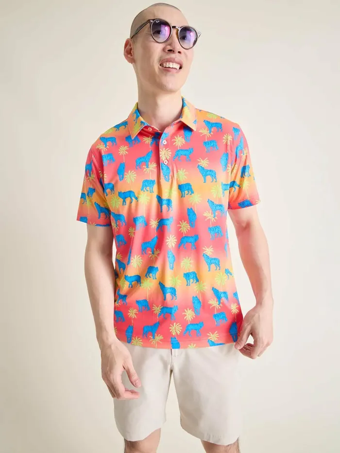 Chubbies Polos Men The Howler Moon Orangeyellow Wolf