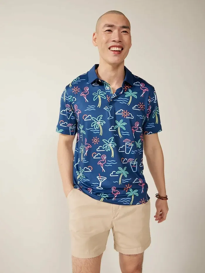 Chubbies Polos Men The Neon Light Navy Graphic