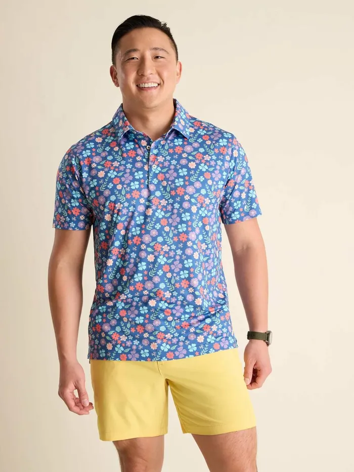 Chubbies Polos Men The Spring Pedal Dusty Blue Floral