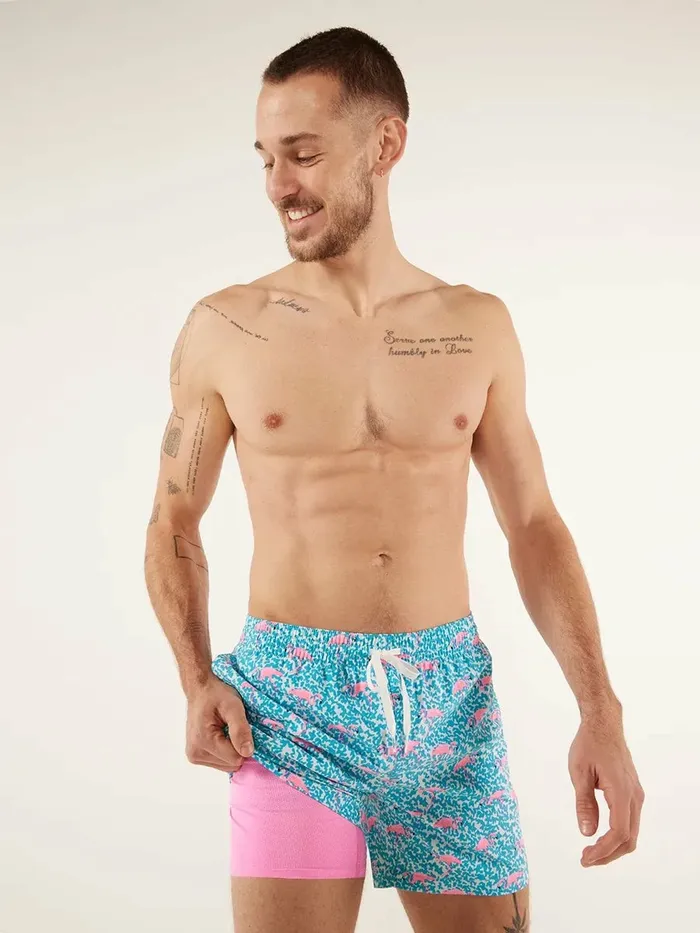 Chubbies Swim Men The Domingos Are For Flamingos Blue Spot With Flamingos