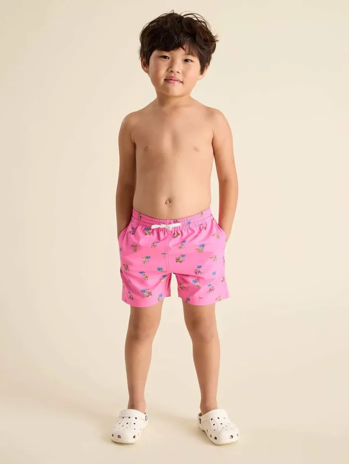 Chubbies Toddler 6m6 Swim The Dino Racers Pink Dinosaur Palms
