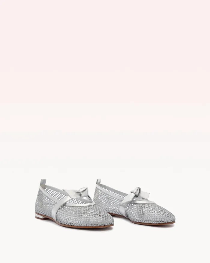 Clarita Ballerina Mesh Silver Silver Women Alexandre Birman Flats