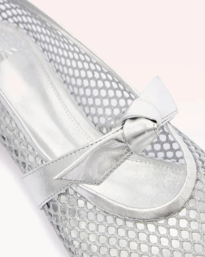 Clarita Ballerina Mesh Silver Silver Women Alexandre Birman Flats
