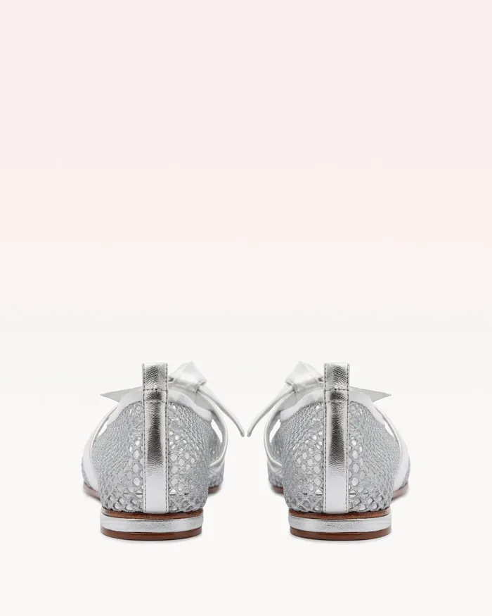 Clarita Ballerina Mesh Silver Silver Women Alexandre Birman Flats
