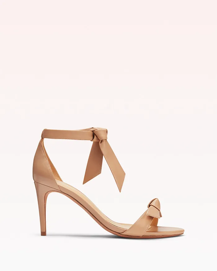 Clarita Bow Tie Mid Heel Sandal In Nappa Leather Alexandre Birman Beige Women Alexandre Birman Sandals Clarita Bow Tie Mid Heel Sandal In Nappa Leather Alexandre Birman Beige Women Alexandre Birman Sandals