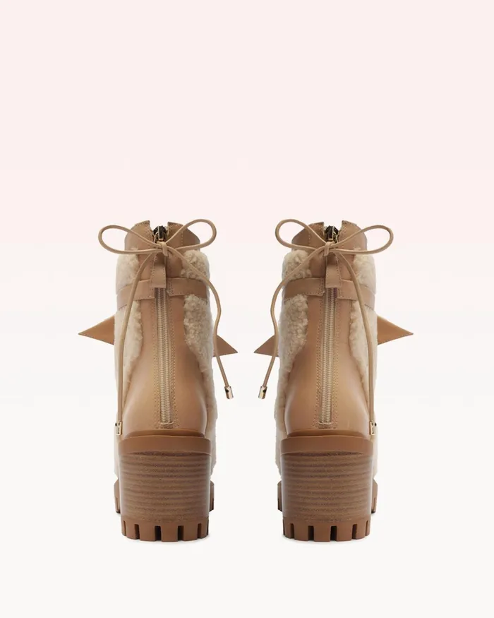 Clarita Shearling Combat Boots 8211 Beige Combat Boots For Beige Women Alexandre Birman Boots
