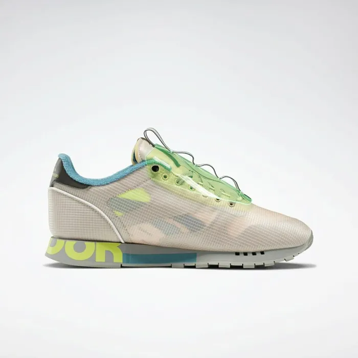 Classic Leather Mens Reebok Classic Leather ATI Shroud Shoes Buff Neon Lime Mineral Mist