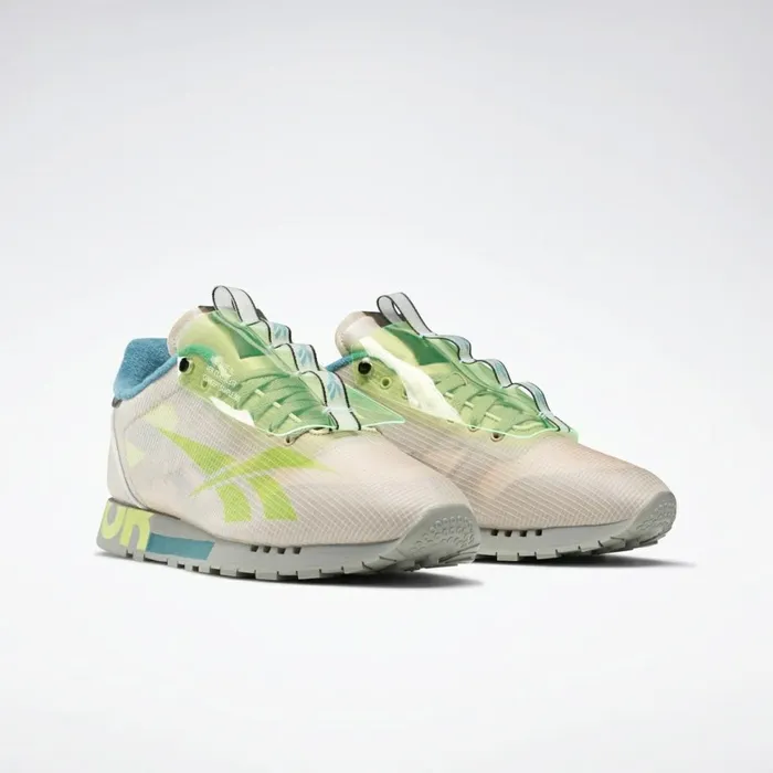 Classic Leather Mens Reebok Classic Leather ATI Shroud Shoes Buff Neon Lime Mineral Mist