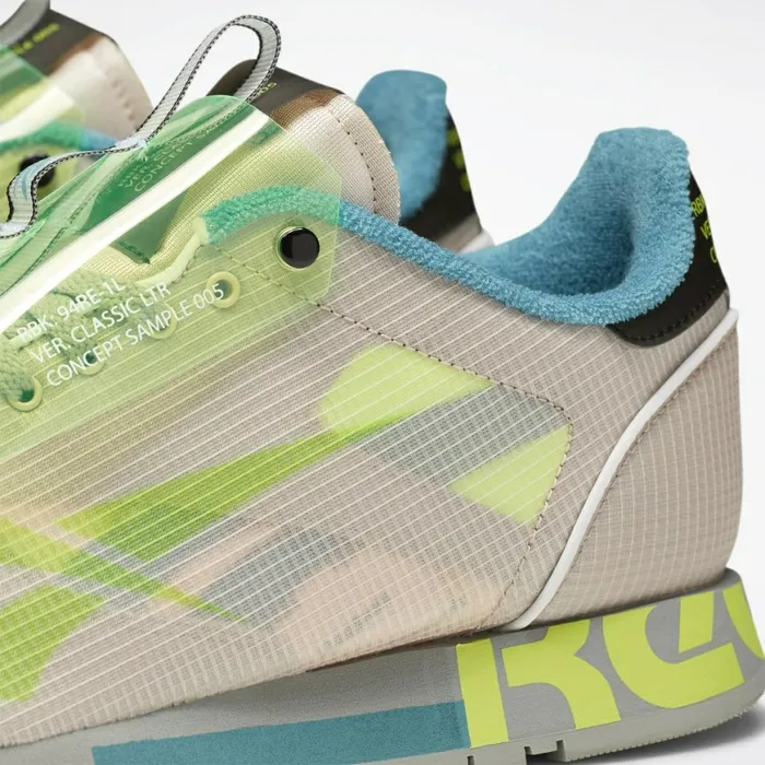 Classic Leather Mens Reebok Classic Leather ATI Shroud Shoes Buff Neon Lime Mineral Mist
